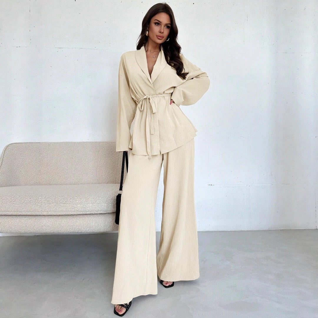 Damen lässige Oversized Blazerjacke mit Gürtel Drune