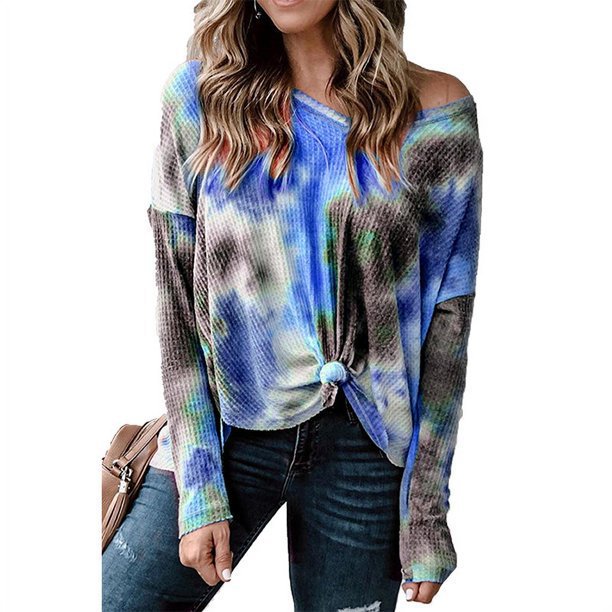 Damen lässiges Oversized Oberteil mit Spitzenhemd Detail und modischem Knoten Drune