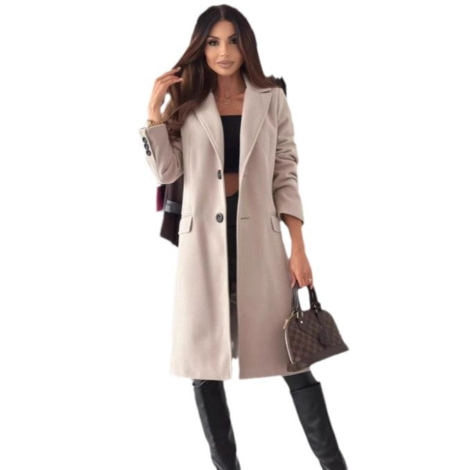 Damen Klassischer Oversized-Mantel mit elegantem Reverskragen und praktischen Taschen Drune