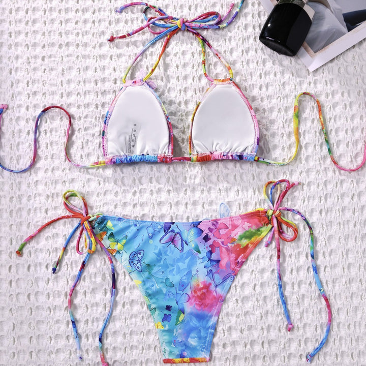 Damen Triangel-Bikini mit verspieltem Blumendetail Drune