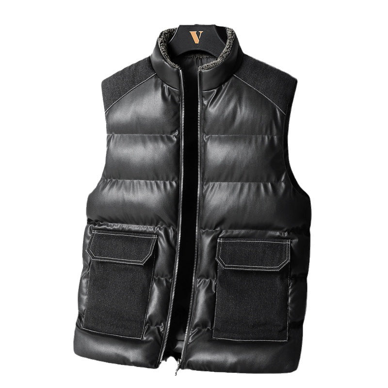 Herren Wattierte Steppweste mit Cargo‑Taschen und hohem Stehkragen Drune