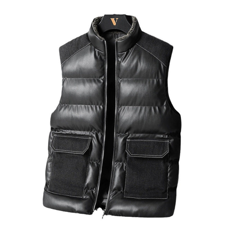 Herren Wattierte Steppweste mit Cargo‑Taschen und hohem Stehkragen Drune