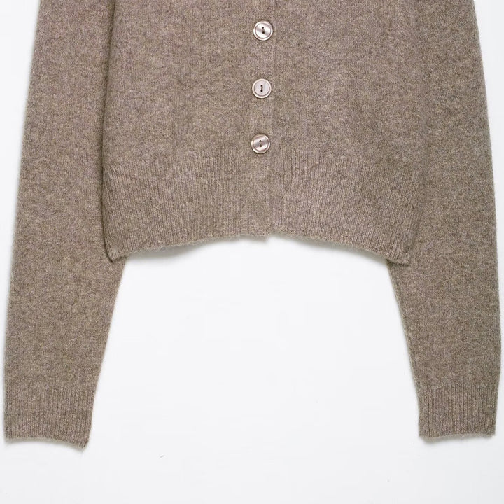 Damen cropped Strickjacke mit Knopfverschluss Drune