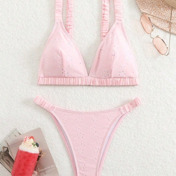 Damen Triangel-Bikini-Set mit verspieltem Rüschendesign Drune
