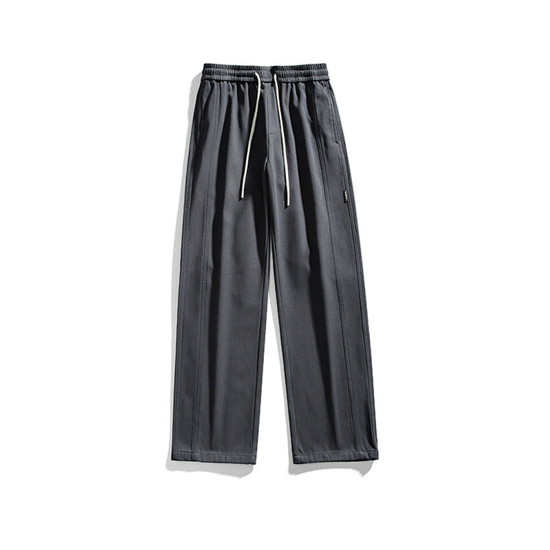 Herren Straight-Cut Freizeit‑Hose mit elastischem Bund, Tunnelzug und dekorativen Nahtpasse Drune
