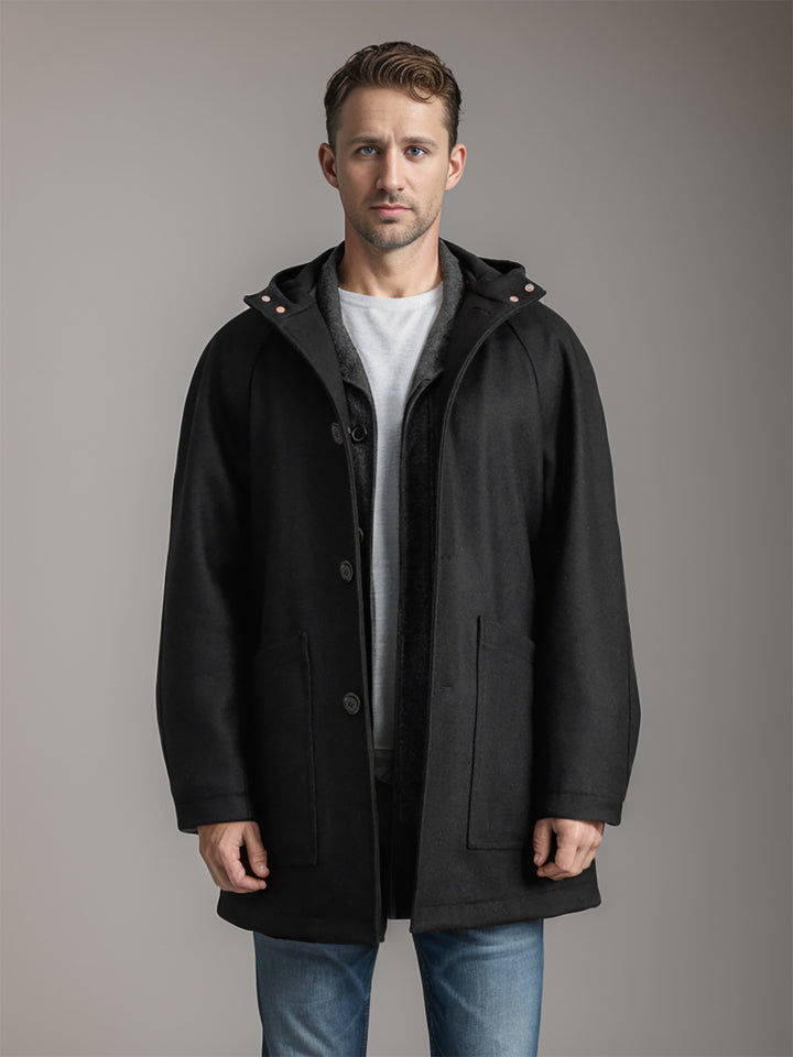 Herren Kapuzenmantel im Oversize-Schnitt mit Teddyfutter Drune