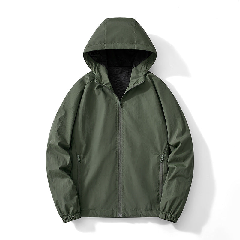 Herren Ultraleichter Kapuzen-Windbreaker mit atmungsaktivem Mesh‑Futter und verdecktem Reißverschluss Drune