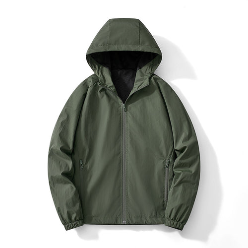 Herren Ultraleichter Kapuzen-Windbreaker mit atmungsaktivem Mesh‑Futter und verdecktem Reißverschluss Drune