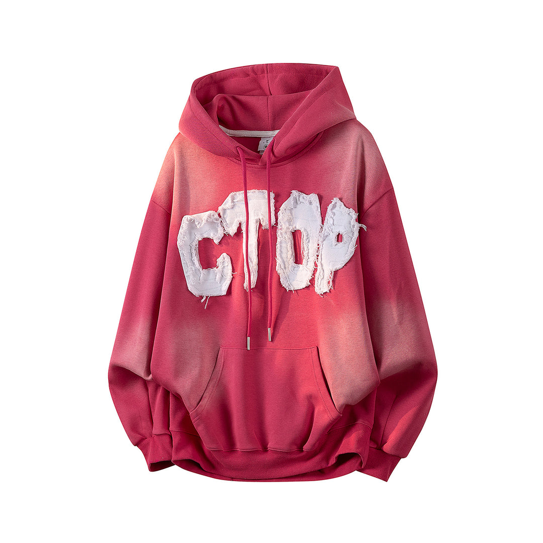 Unisex Oversize Kapuzenpullover mit handschriftlichem Grafik-Print, Kängurutasche & geripptem Saum Drune