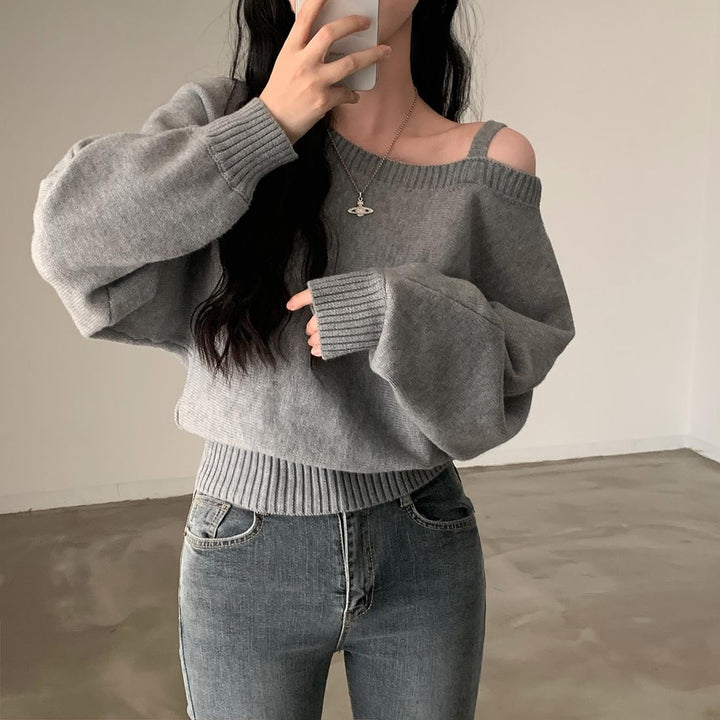 Damen Modischer Pullover mit Schulterdesign und lässigem Schnitt Drune