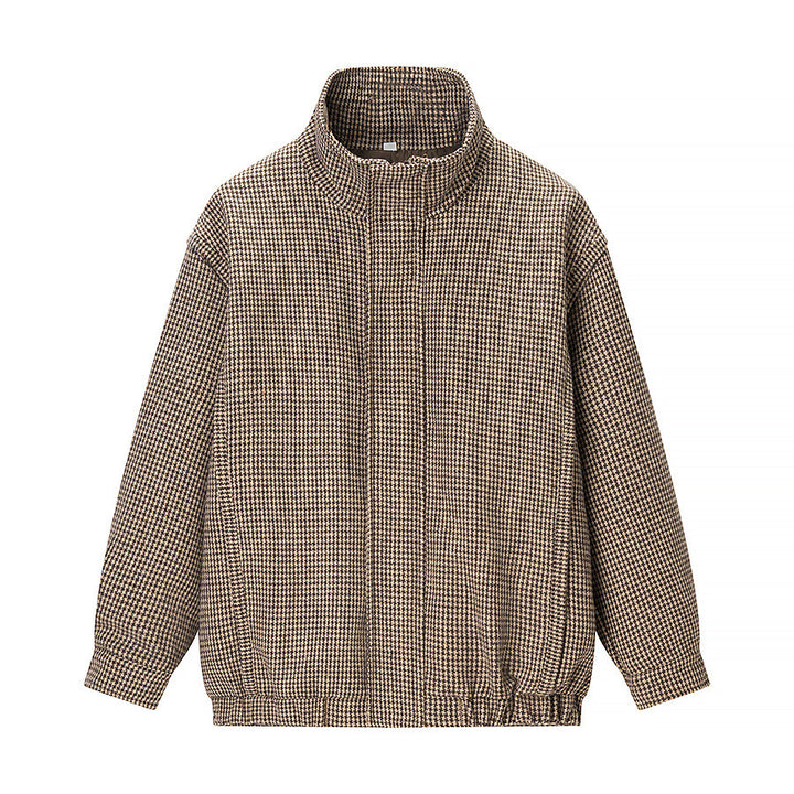 Damen Übergangsjacke im klassischen Karomuster mit hohem Stehkragen Drune