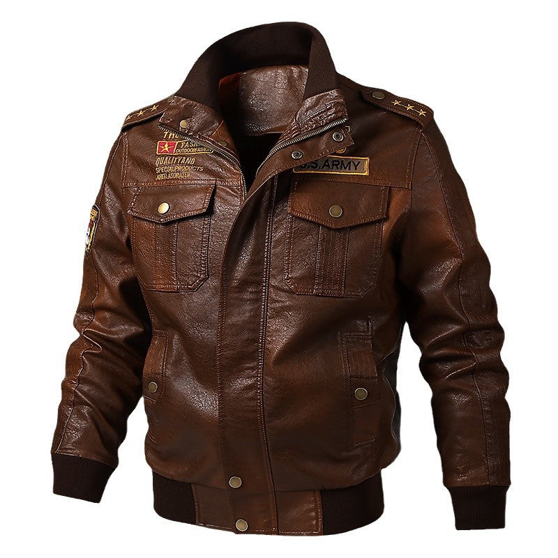 Herren Modische Bikerjacke mit gestickten Applikationen Drune