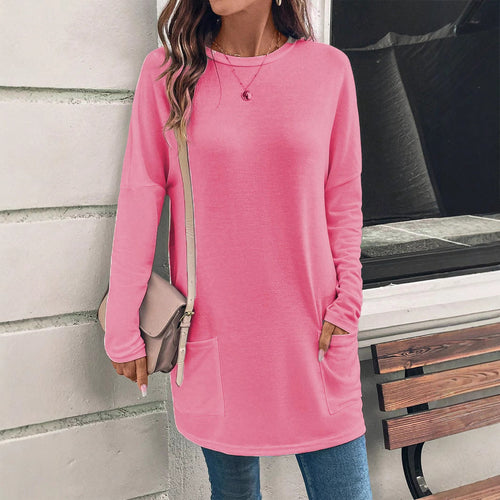 Drune | Sweatshirt - Relaxed Fit - Baumwollmischung - Tunika-Länge - Rundhalsausschnitt - Hüfttaschen