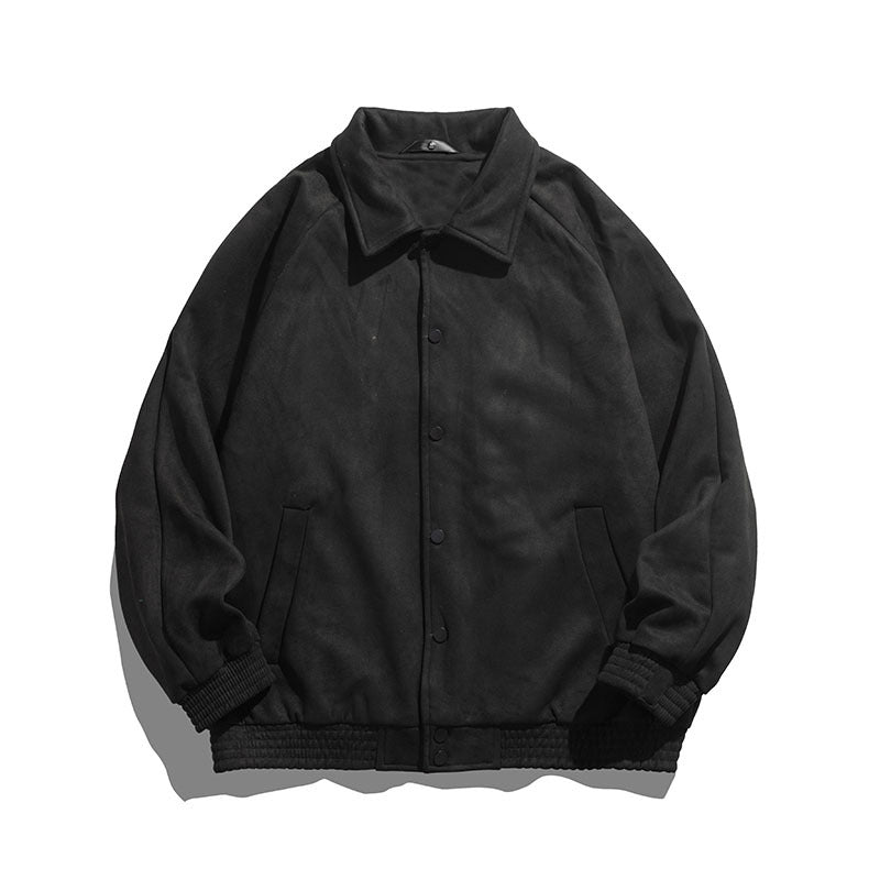 Unisex  oversized suede-effect bomber jacket with ribbed hem and snap front Drune
