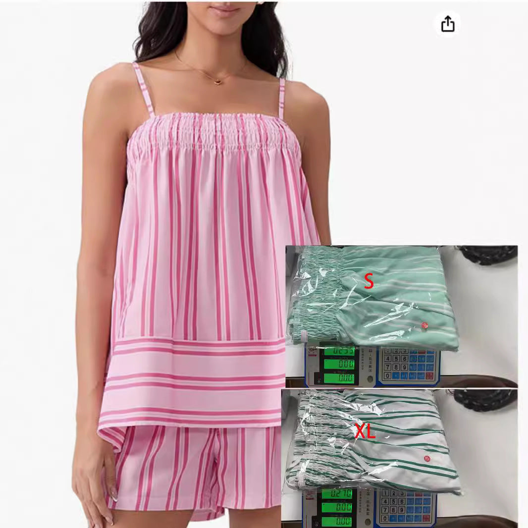 Damen Lässiges Schlafanzug-Set mit verstellbaren Trägern und asymmetrischem Saum Drune