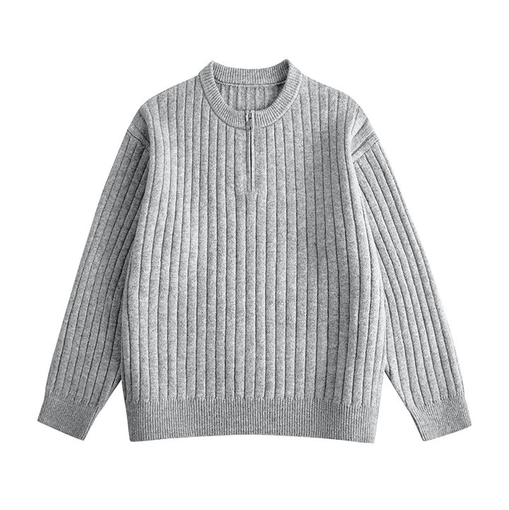 Herren Grobstruktur-Halbzip-Strickpullover mit Rippenstruktur Drune