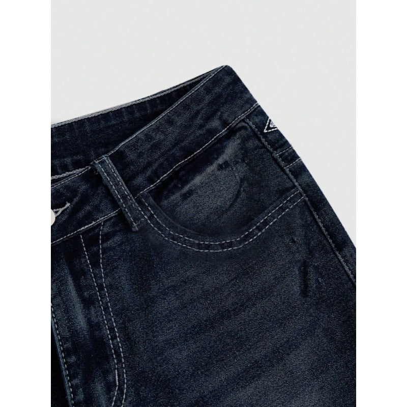 Damen Bootcut Jeans mit aufwendigen Stickereien und hohem Bund Drune