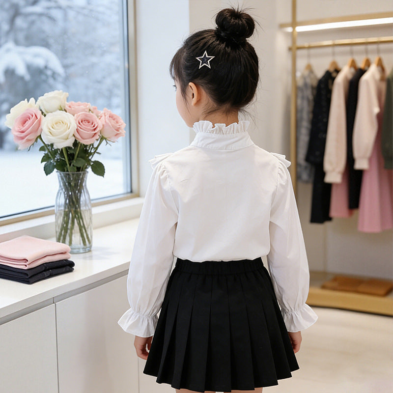 Mädchen elegante Rüschenbluse mit dekorativem Schleifenverschluss Drune
