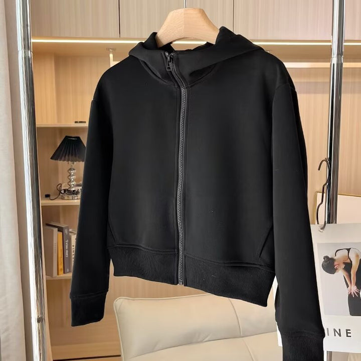 Damen bequeme Kapuzenjacke mit innovativem Reißverschluss Drune