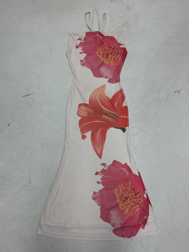 Damen Maxikleid mit floralem Design und Spitzenakzenten Drune