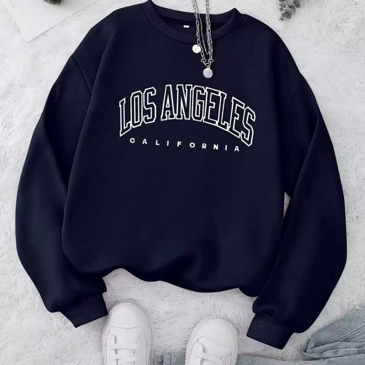 Damen Lässiger Sweatshirt mit Vintage Los Angeles Druck Drune