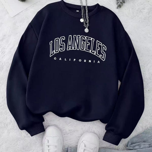 Damen Lässiger Sweatshirt mit Vintage Los Angeles Druck Drune