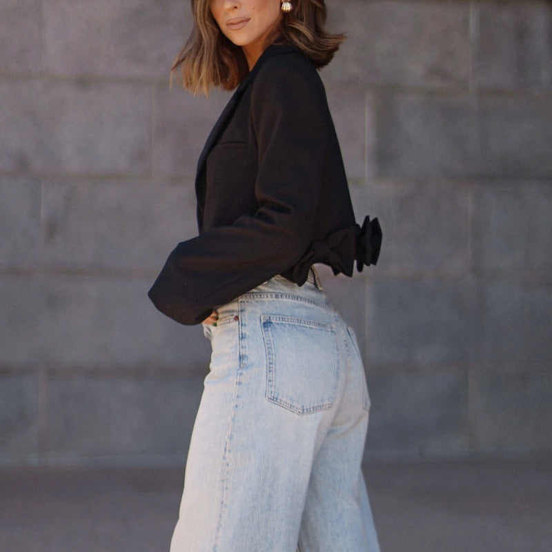 Damen cropped Blazerjacke mit Rüschendetails und schickem Schnitt Drune