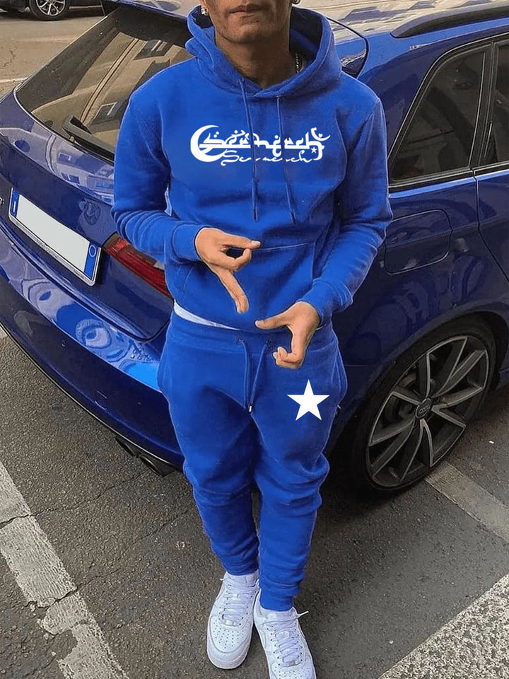 Herren Kapuzenpullover und Jogginghose Set mit stylischem Sternenmuster Drune