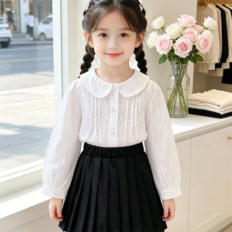 Mädchen elegante Bluse mit floralen Verzierungen Drune