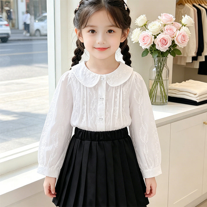 Mädchen elegante Bluse mit floralen Verzierungen Drune