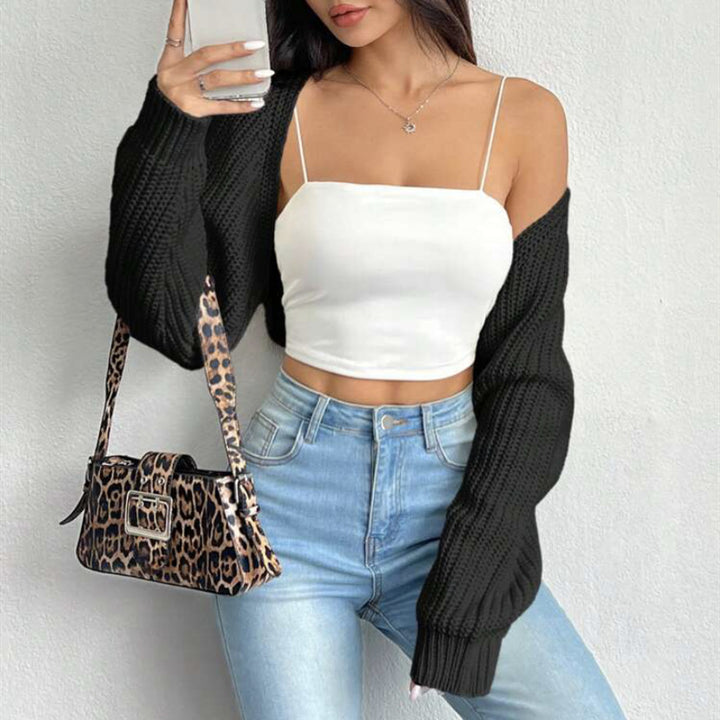 Damen Kurzbolero aus grobem Rippstrick mit Oversized-Ärmeln Drune
