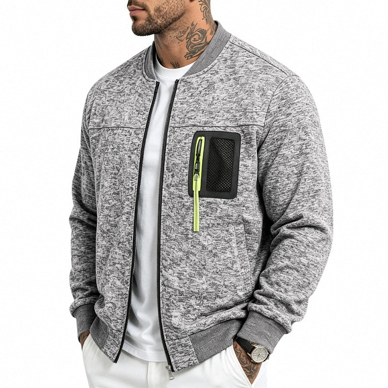 Herren Strick-Bomberjacke mit funktionaler Brusttasche und Reißverschluss Drune