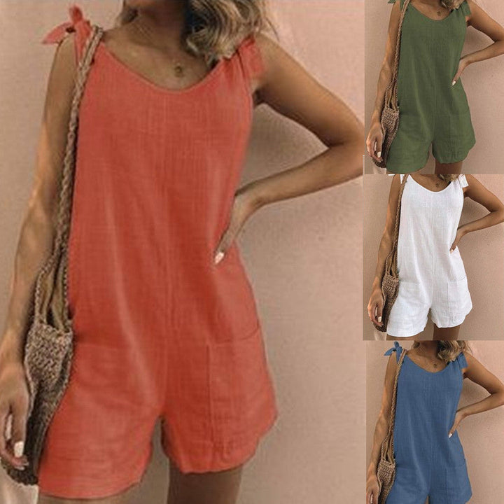 Damen Jumpsuit mit praktischen Taschen und verspielten Schulterbändern Drune