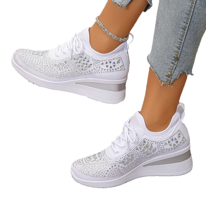 Damen Wedge-Sneaker mit atmungsaktivem Strick, gepolstertem Sockenschaft und leichtem Plateau Drune