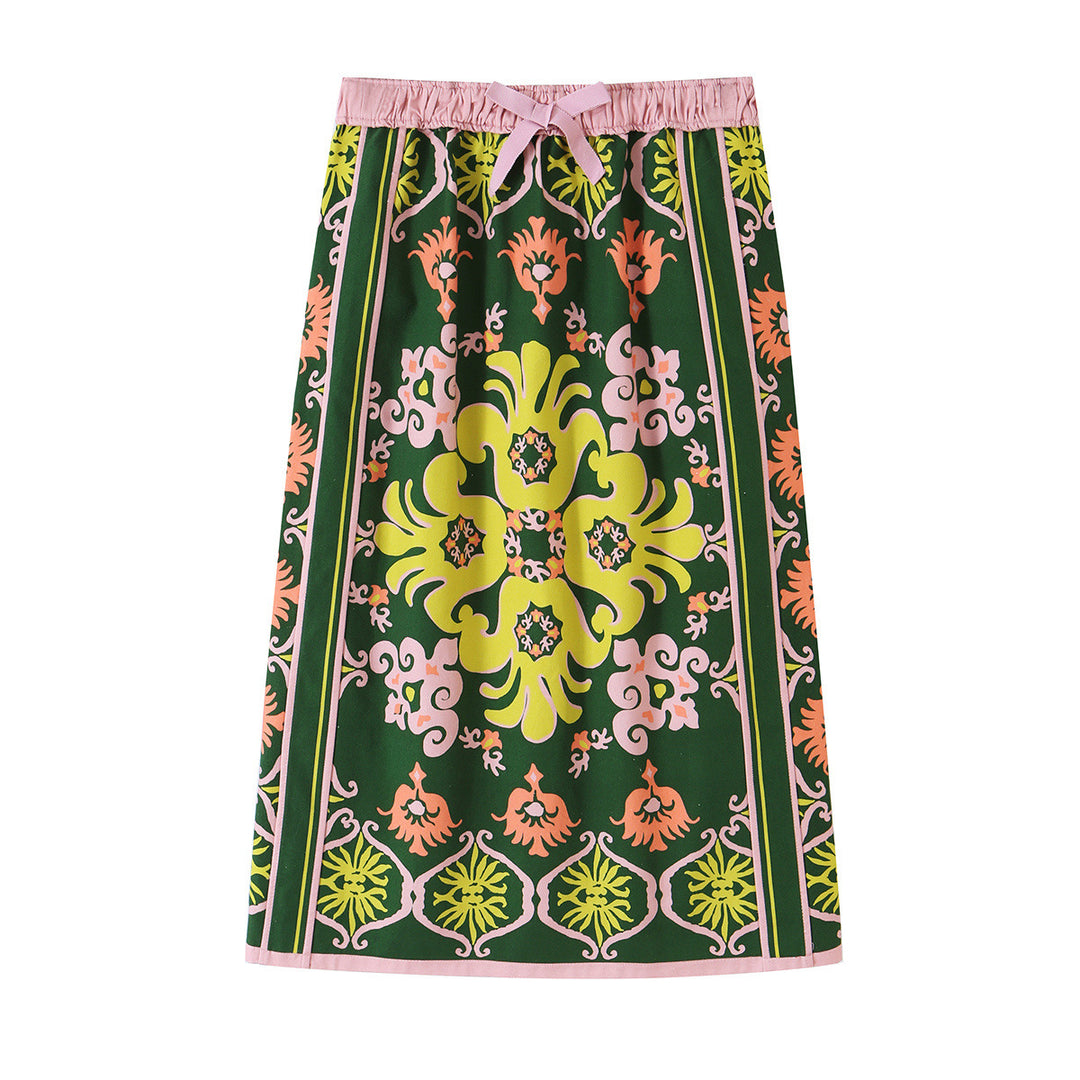 Damen Florale Satin-Schleifenbluse mit weitem Fall und Retro-Print Drune