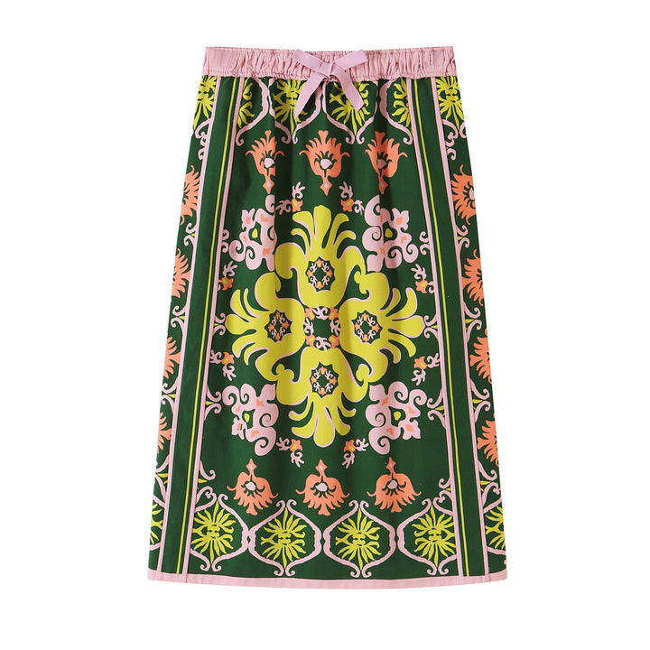 Damen Florale Satin-Schleifenbluse mit weitem Fall und Retro-Print Drune