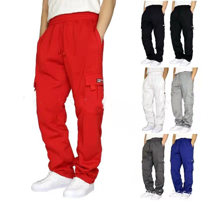 Herren lässige Cargo-Jogginghose mit Tunnelzugbund und aufgesetzten Cargotaschen Drune