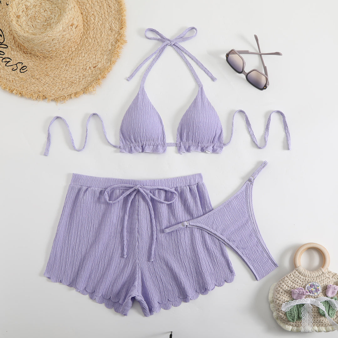 Damen Triangel-Bikini mit Shorts und herausnehmbarem Innenfutter Drune