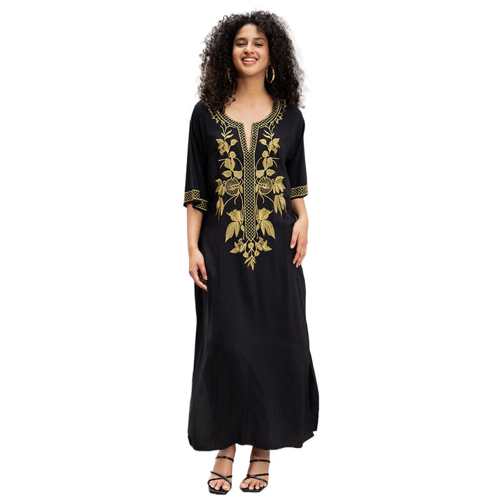 Damen Kaftan mit kunstvollem Goldstickerei Drune