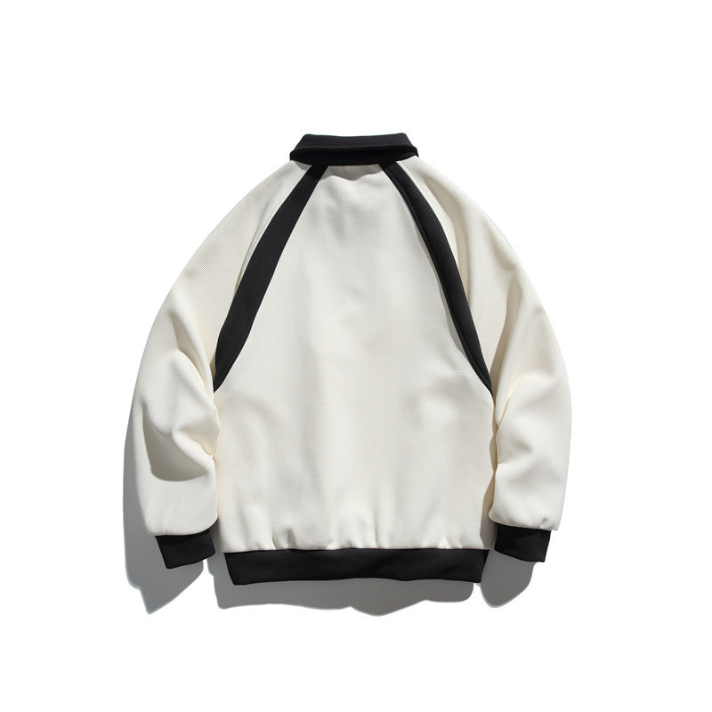 Unisex Oversize Halfzip-Sweatshirt mit kontrastierendem Hemdkragen und Raglanärmeln Drune