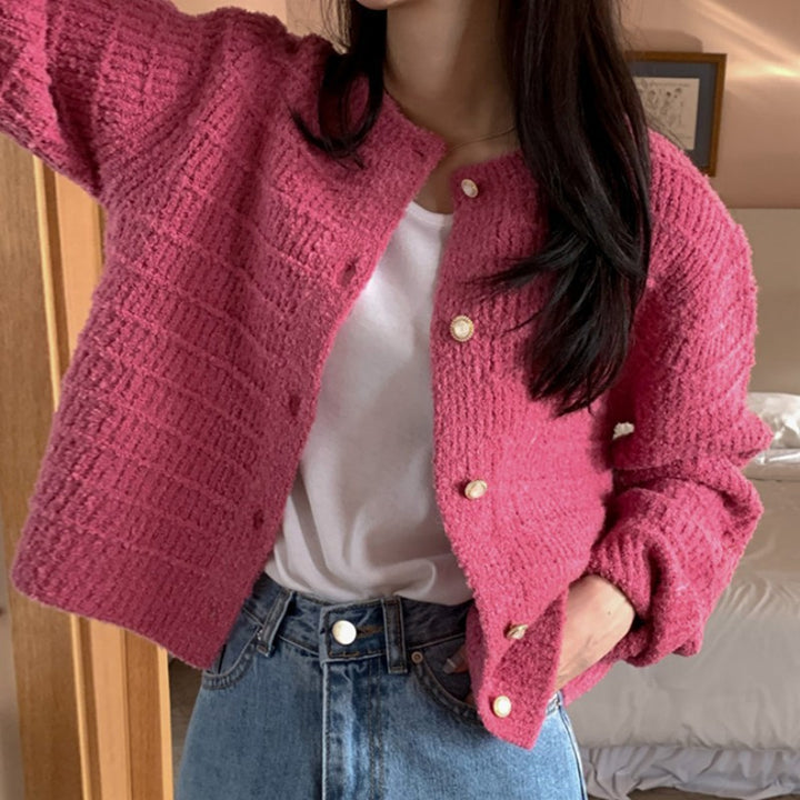 Damen lässige Strickjacke mit strukturiertem Design Drune