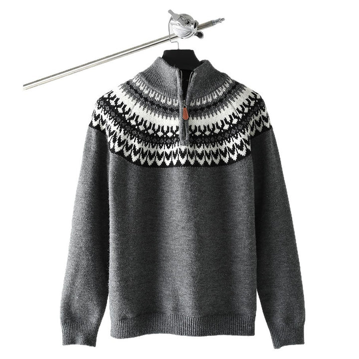 Herren Grobstrickpullover mit Stehkragen und Reißverschluss Drune
