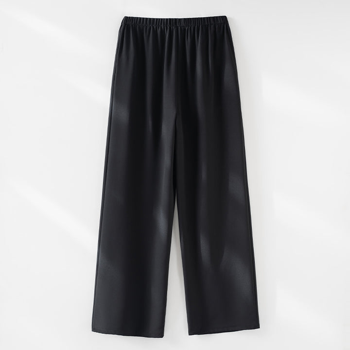 Damen Weite Satin-Hose mit Elastikbund und fließender Palazzo-Silhouette Drune