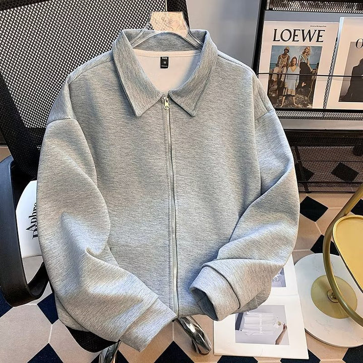 Herren Reißverschluss-Sweatjacke mit Hemdkragen und Oversize-Schnitt Drune