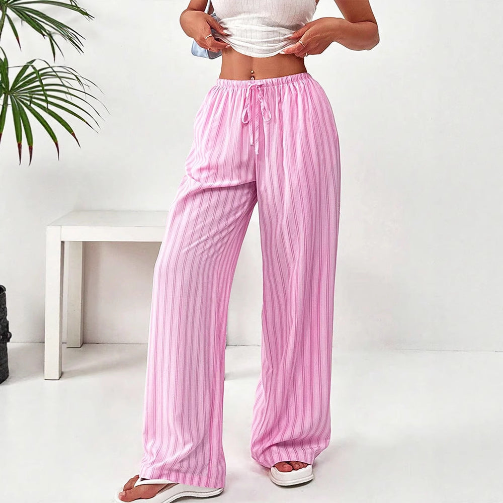 Damen weite Freizeithose mit elastischem Bund und trendigem Streifenmuster Drune