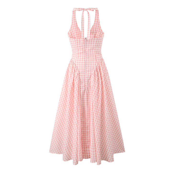 Damen Maxikleid mit V-Ausschnitt und bindbarem Rückengurt Drune