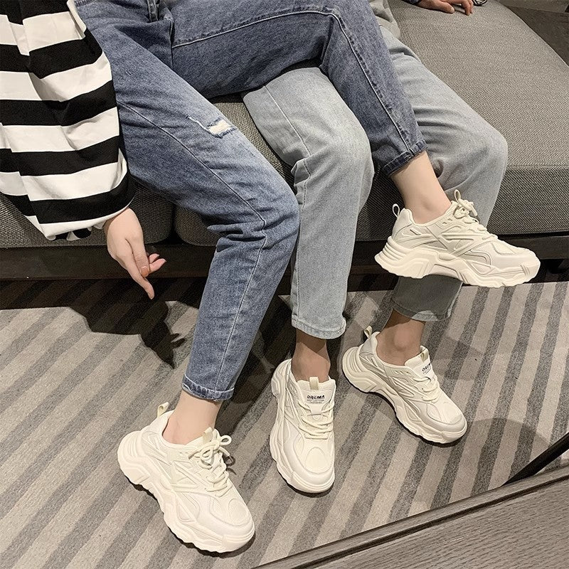 Unisex auffällige Chunky-Sneaker mit atmungsaktivem Mesh-Obermaterial, gepolsterter Fersenkammer und profiliertem Plateau-Absatz Drune