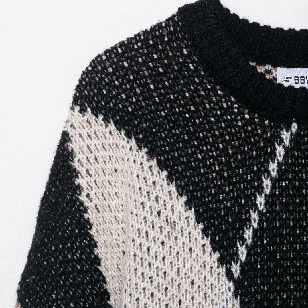 Damen Strickpullover mit modernem Rauten-Muster Drune