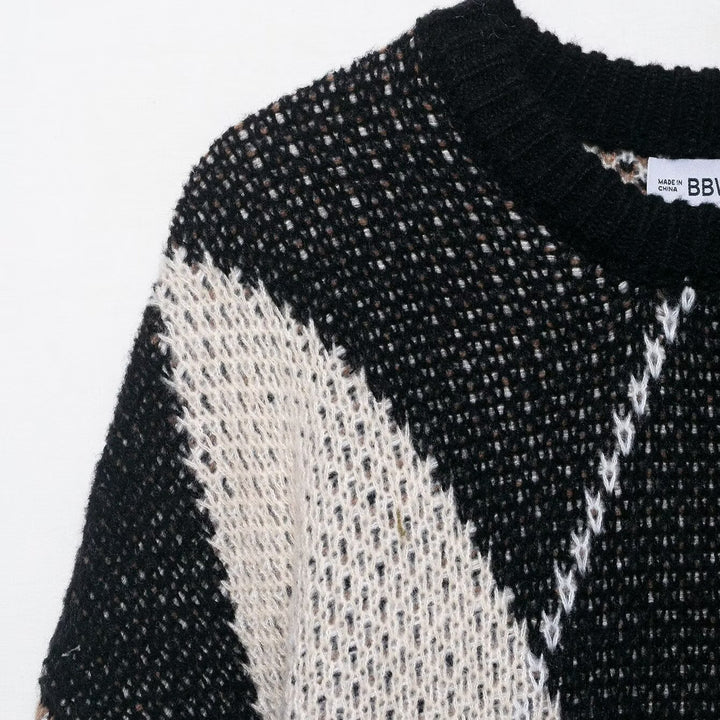 Damen Strickpullover mit modernem Rauten-Muster Drune