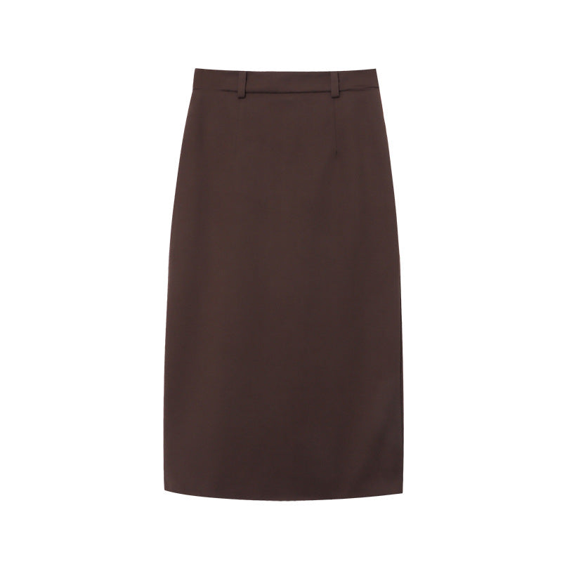 Damen eleganter Midirock mit modernem Schnitt und hohen Taschen Drune